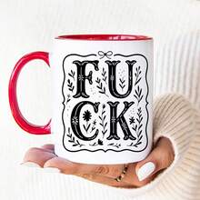 Tasse à café en céramique bicolore de 325 ml avec design botanique vintage, anse et bord noirs. Cadeau de nouveauté humoristique pour adultes avec gros mots. Tasse à café amusante, cadeau sarcastique pour petite amie, meilleure amie, épouse. Tasse avec gros mots, compatible micro-ondes et lave-vaisselle. Parfait pour les amis et collègues sarcastiques. - Multicolore - Voir 6