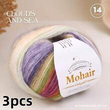 3 Packs, Small Fluffy Clouds, Ombre Mohair, Cotton Candy Mohair Blend Yarn, For Knitting Shawls, Vests, Cardigans, Etc. - Small Cloud Clusters *3 - View 20