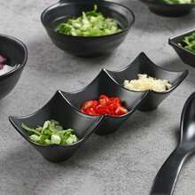 Sauce Dish Black ABS Three-Compartment Snack Plate For Home Cuisine Seasoning Plate Sushi Soy Dipping Sauce Bowl - Multicolor - View 2