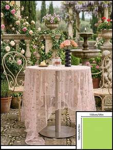 1件刺绣花卉提花半透明蕾丝桌布,美式复古乡村风格,适合节日、聚会、婚礼、生日、家居装饰,四季皆宜。 - 淺粉色 - 查看 20