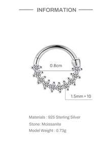 1 Pc Ring Flat Head Piercing 925 Sterling Silver Moissanite Classic Drop Earring 18K Gold Plated For Women Daily Wear Party Anniversary Valentine's Day Wedding Bridal Jewelry - Silver - View 5