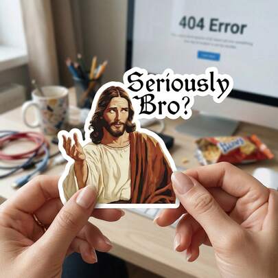 3Inch-Seriously Bro?-Jesus Vinyl Sticker. Encouragement Text Humor Fun And Inspirational Sticker. For Employees, Managers, And Colleagues | Perfect Cubicle Decor, Gag Creative Gift For Work, Or Motivational Reminder | Waterproof Vinyl ,It Can Be Used On Laptops, Water Bottles, Mobile Phones, Suitcases, Car Windows, Etc.You Can Also Stick Them Where You Want!