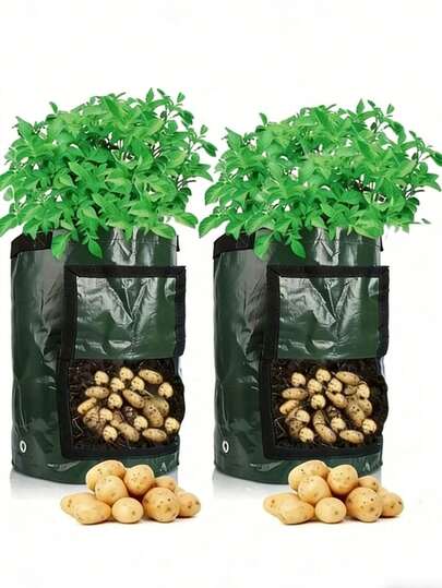 1 Pack Potato Planting Bags, Durable Fabric Garden Planters With Lid And Handles, 7 Gallon/10 Gallon, Spring Planting Grow Bags For Potato Vegetable Plant Cultivation Grow Pots With Doors