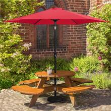 Butterslay 10FT Patio Market Umbrella 6 Ribs Outdoor Umbrella With Crank & Push Button Tilt Weather-Resistant Canopy Outdoor Garden Table Umbrella For Backyard Pool Deck Camping, Dark Green/Red/Tan - 紅色 - 查看 1