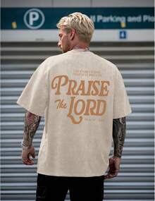 100% Cotton Christian Jesus Shirts For Men Religious Praise The Lord Bible Verse Shirt Oversized Graphic Tees Acid Wash Tshirt- Unisex Women's & Men - 杏色 - 查看 5