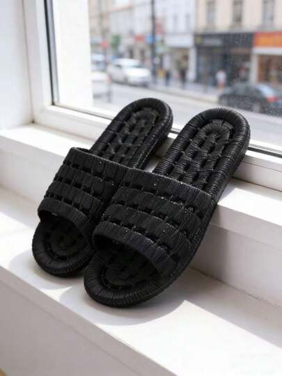 Non-Slip Slippers, Unisex Couples Style, Bathroom Shower Quick Drying Slip-On House Slippers