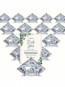 10pcs Acrylic Diamond Place Card Holders - For Wedding Table Number Stands, Table Card Display For Reception,Dining Tabletop Stands,Bride,Wedding Decor - Diamond Position Card Holder - View 5