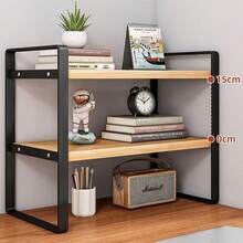 1 Set Of Fashionable Multi-Layer Bookshelf Desktop Storage Rack, Including Various Styles, Using A Sturdy Iron Structure And Space Saving Design Organizer, Suitable For Desktop Book Storage, Bookshelf, Desktop Cleaning Storage Rack, Desktop Storage Accessories, And Desktop Organizing Rack. Suitable For Storing And Displaying Books, Office Supplies, Decorations, And Small Household Items, Suitable For Use In Offices, Schools, And Homes. - View 8