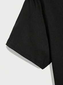 2026 Manfinity Homme Men 1pcs Round Neck Plain Casual Short Sleeve Tee, Boyfriend Gift, For Workstreetwear,Y2k - Black - View 4
