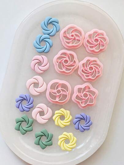 7pcs Polymer Clay Cutting Tools - Spiral Floral Pattern Clay Cutters, Suitable For DIY Earrings & Jewelry Making, Mini Geometric Floral Clay Cutter - Great Gift For DIY Enthusiasts
