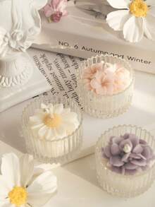 1pc Handmade Floral Scented Candle Gift, Flower Shaped Soy Wax Candle Decor, Creates Ambiance, Suitable For Valentine's Day, Couples, Women, Girls, Weddings, Halloween, Christmas, Graduations, Birthdays, Mother's Day, Home Decor And More - Daisy In a Glass - View 4