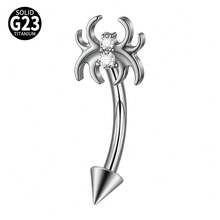 1PC TItanium Butterfly Rook Piercing Cz Flower/Spider/Moon Eyebrow Navel Ring Flower Cuved Rook Barbell Ear Tragus Cartilage Earrings Piercing - Titanium Original Color - View 12