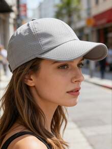 Unisex Baseball Cap With Ponytail Hole - Breathable, Quick-Dry Mesh Hat For Men & Women, Adjustable Fit, Black/White/Pink/Grey, Perfect For Running & Casual Wear. Fabric.,Summer,Beach - Multicolor - View 2