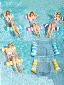 Inflatable Pool Float.Water Hammock,Two-Tube Diagonal-Striped Lounger, Adult Inflatable Float, Inflatable Lounger, Water Raft, Two-Tube Hammock, Four-Tube Hammock,Inflatable Pool Float With Mesh,Inflatable Pool Float Hammock, Breathable Mesh Floating Bed For Swimming Pool, For Swimming Pool, Lake, Beach, Summer Fun,Holiday Essential,Beach,Mother's Day - Floating Rafts - View 2
