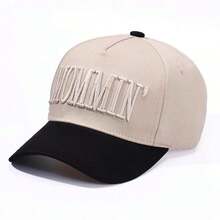 Mommin Trucker Hat Vintage Two-Tone Trucker Hat Adjustable Baseball Cap With Mommin Embroidery Ponytail Fit Unisex Outdoor Casual Headwear. - Black - View 1