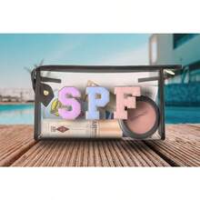 Embla - Bolsa de maquillaje transparente para mujer con bolsa con cierre organizador de bolsa de cosméticos transparente para viajes bolsa de aseo de viaje aprobada por la TSA accesorios de viaje - COSAS Azul - Ver 3