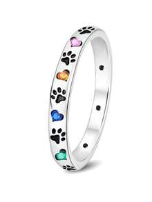 1枚宠物爪心形订婚戒指，经典马眼形单钻戒指，隐藏式光环结婚戒指，精致求婚戒指，送给女友的女士珠宝 - 銀色 - 查看 29