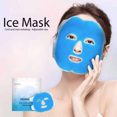 1pc Reusable Ice Face Mask, Upgraded Thick Ice-Feeling Material, Flexible Shaping, Non-Deformation, Fresh & Portable, Instant Cooling, Soothing For Facial Tightness & Redness, Gentle & Non-Irritating For Sensitive Skin, Suitable For Daily Maintenance, Post-Procedure Care, Reducing Swelling From Overwork