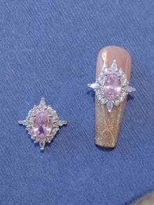 2pcs Luxury Oval Diamond Nail Gems, 3D Elegant Colorful Large Diamond Nail Art Decorations, Metallic Regal Style False Nail Decor Nails - Multicolor - View 16