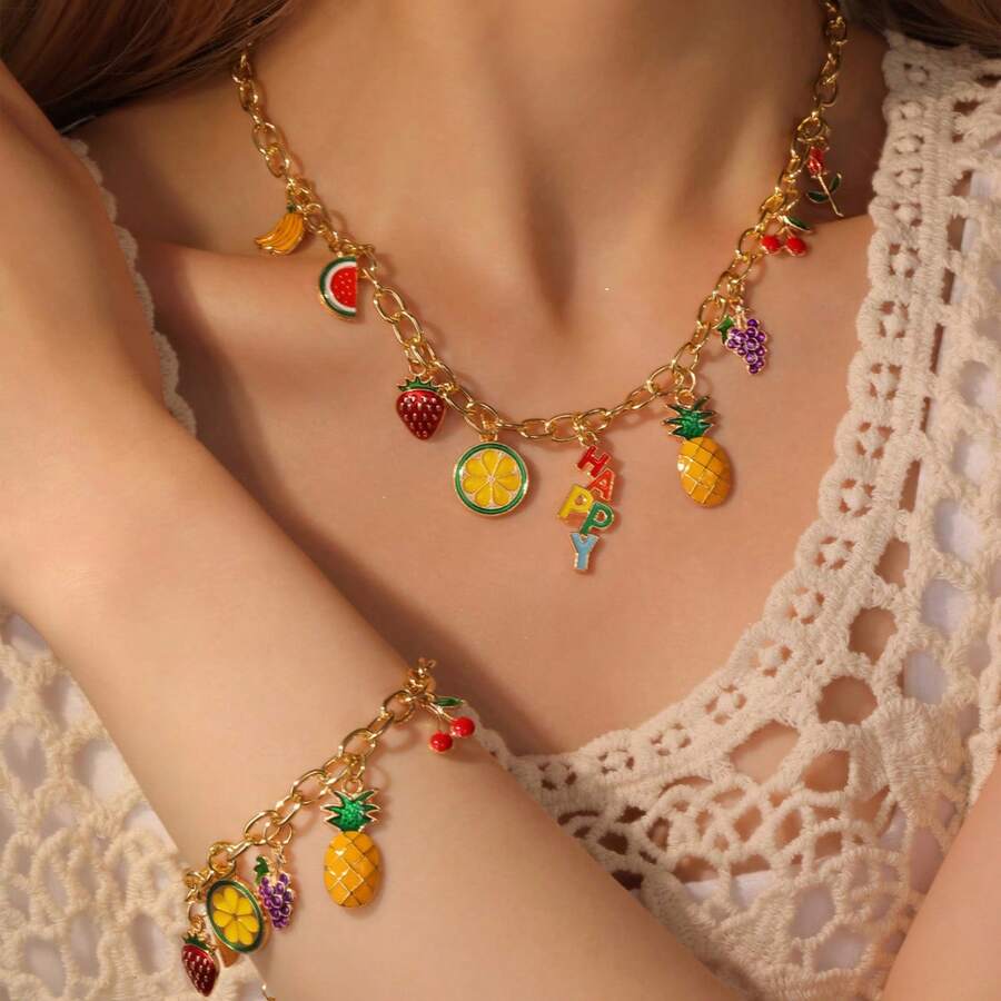 1pc Vacation Style Fruit Pendant Necklace - Multicolor - View 1
