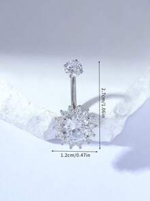 1 chiếc khuyên rốn bằng titan G23 với đá Zirconia lớn, kiểu dáng thời trang và tinh tế dành cho nữ. - Bạc - Xem 4