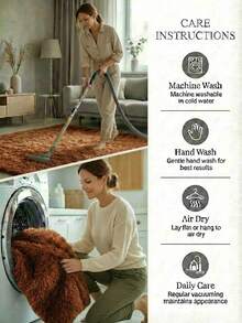 1pc Coffee 1.4inch Ultra Soft Shaggy Rug, 550g/㎡ Thick Plush Carpet With 0.24inch Memory Foam, Non-Slip Fluffy Area Rug For Living Room Bedroom - A - View 11