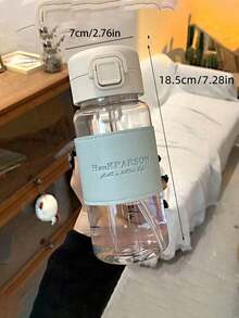 Bình nước nhựa Ins chất lượng cao dành cho học sinh, có ống hút, kiểu dáng đơn giản và tươi mát kiểu Nhật Bản, chịu nhiệt, phù hợp cho cả nam và nữ, thích hợp cho hoạt động ngoài trời và cắm trại. - Nhiều màu - Xem 3