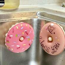 1pc {Donut Scrubber} Sponge Brush Set, 1 Donut Dish Sponges With 1 Suction Cup, Dishwashing Sponges, Pot Scrubber Sponges, Non Scratch Heavy Duty Scrubber, Easy Grip Ergon Design, Multi-Functional Kitchen Cleaning Sponges, Suitable For Sinks, Countertops, Stovetops, And Pots And Dishes, Kitchen Must Haves, Cleaning Supplies, Cleaning Tools, New Arrival Home Essentials, Upgraded 360° Cleaning For All Cookware, Self Draining Sponge, Quick Drying, No Odor, Stocking Stuffer, White Elephant Exchange, Secret Santa Gift, Christmas, Housewarming, Birthday, Anniversary, Valentine's Day Gifts For Women Men Friends Mom Dad, Practical Presents For Cooking Lovers, New Homeowner, Dorm Room, Apartment Essentials, Funny Kitchen Gadgets, Unique Gag Gifts. - Màu hồng tím - Xem 3