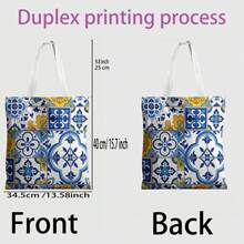 1pc Portugal Style Printed Tote Bag - Shopping Bag With Azulejo Tile Pattern, Suitable For Daily Use And Travel Shopping, Shopper Bag - Multicolor - View 9