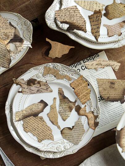 50张复古烧灼英文贴纸，独特酷炫设计，完美适用于剪贴簿、吉他、笔记本、行李箱、平板电脑和学习用品装饰，趣味文具贴纸，Kindle适用