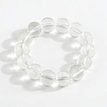 14mm Pure White Crystal Beaded Bracelet, Women's Transparent Round Bead Jewelry - Bracelet - View 1