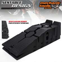 Vehicle Ramp Set Of 2 Universal Drive-On 2-Stage Incline Ramps, 2.5 Ton (5000 Lb) Lifting Capacity, Nestable & Portable Auto Service Ramp - 長35英寸 x 寬13英寸 x 高9英寸 - 查看 11