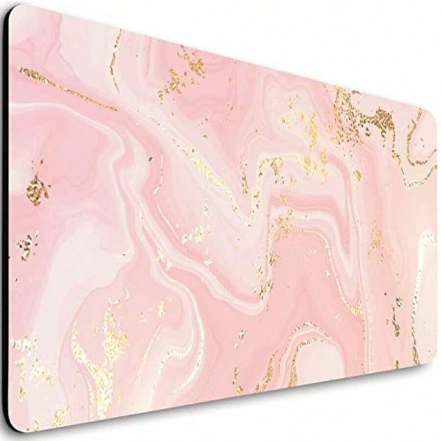 Alfombrilla de mouse extendida para juegos 31.5 x 30.0 cm base grande de goma antideslizante alfombrilla para teclado y mouse para el trabajo juego oficina mármol rosa oro rosa - Mrmol oro rosa - Ver 1