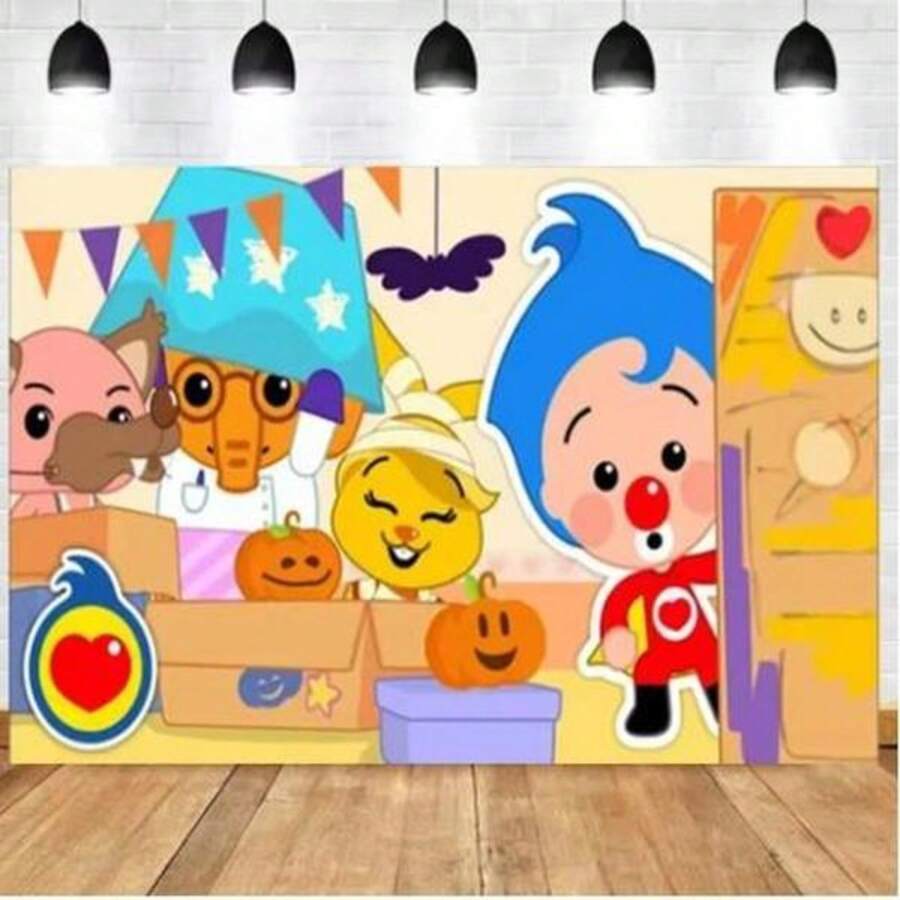 Cartoon Cute Kid Birthday Party Supplies Background Decoration Circus Plim Theme Baby Shower Banner Photography Props Boy Gifts - Black - View 1