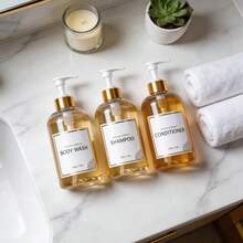 3pcs Refillable Bathroom Shower Dispenser Set With Pump, Transparent Shampoo, Conditioner, Body Wash And Soap Dispensers - Clear Home Bathroom Decor, Autumn Decor, Back To School - Clear - View 5