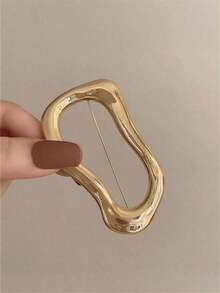 1pc Vintage Geometric Asymmetrical Shape Brooch, European & American Style For Party, Banquet, Vacation, Daily Wear, Suit, Coat Decoration - Gold - View 1