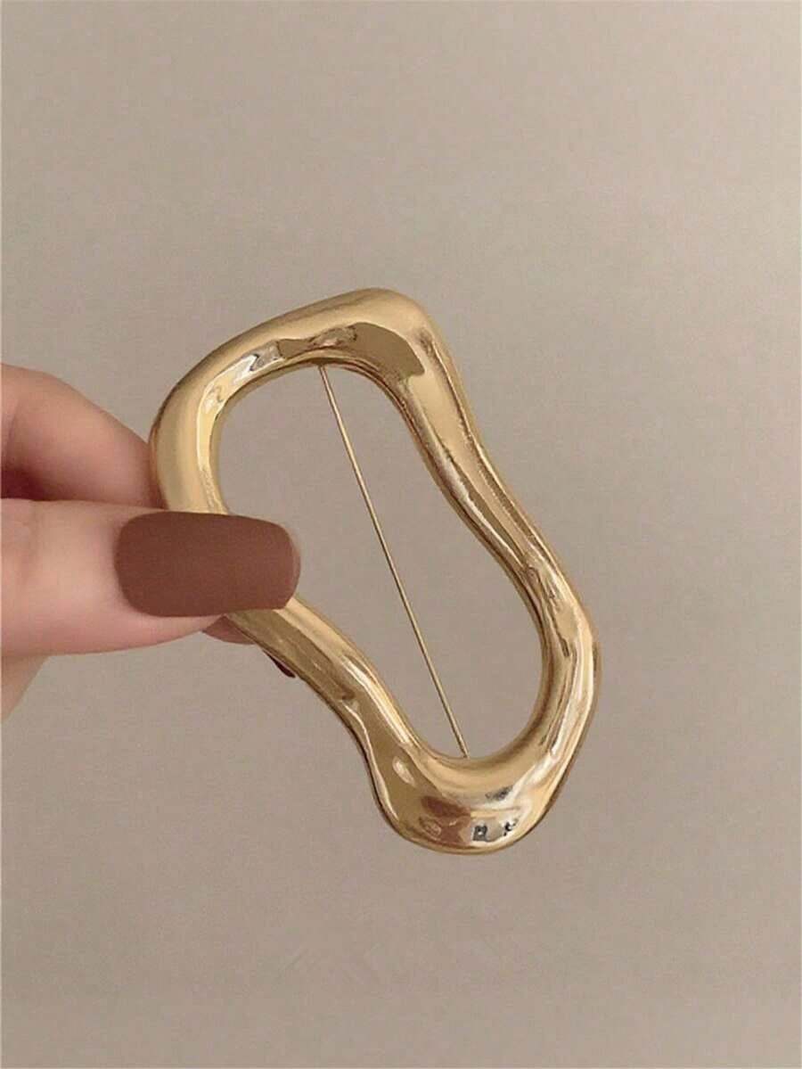1pc Vintage Geometric Asymmetrical Shape Brooch, European & American Style For Party, Banquet, Vacation, Daily Wear, Suit, Coat Decoration - Gold - View 1