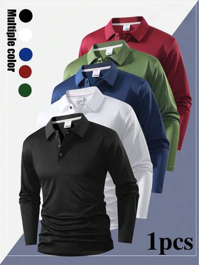 Men's Sports POLO T-Shirt, Comfortable Breathable, Fashionable Versatile, Outdoor Sports POLO Shirt Black