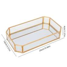 Gold Rectangular Glass Mirror Jewelry And Perfume Tray - Gorgeous Metal Decorative Tray For Dresser And Dresser - Vàng - Xem 11
