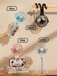 迷你手持便携式风扇，带夜灯，可用作婴儿车风扇、汽车座椅风扇，USB 或电池供电，配有灵活的三脚架夹，适用于学生床、书桌、自行车、婴儿床、跑步机、露营和旅行。 - 均碼 - 查看 8