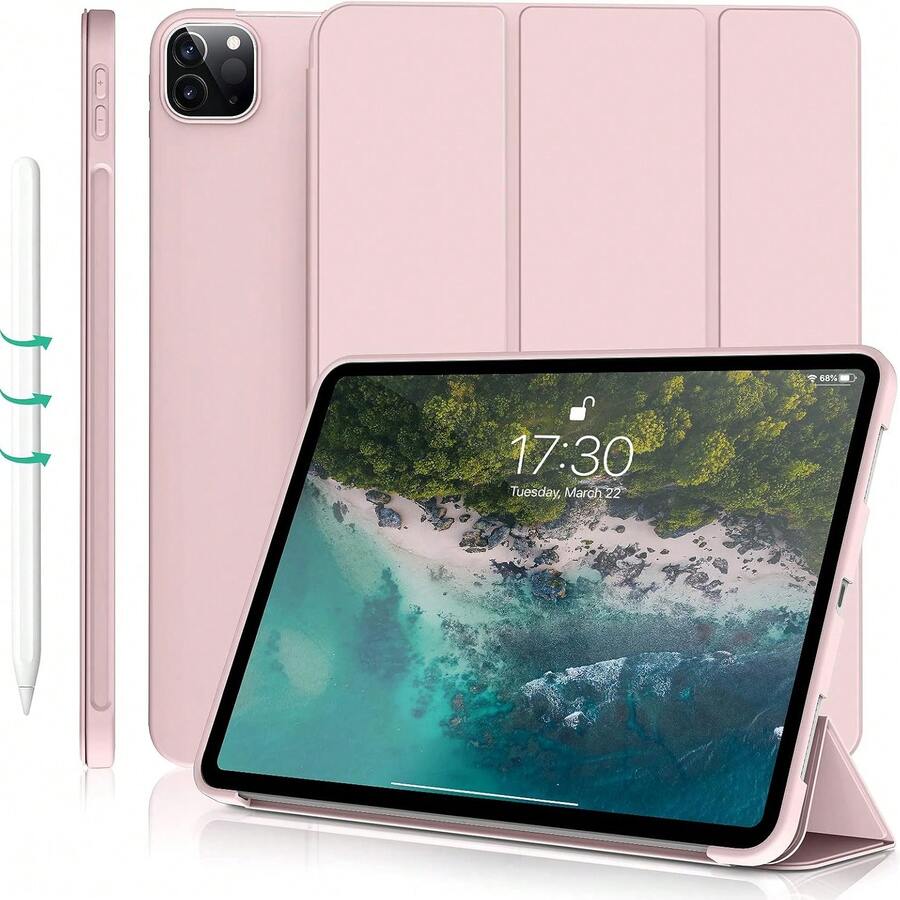 1pc Silicone Soft Case/Full Edge Protection/Honeycomb Texture Cooling/Protective Cover, Suitable Compatible With Ipad (10th Gen)/ 11 1A16 (2025) - Pink - View 1