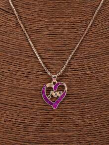 1 pieza Collar con colgante en forma de corazón brillante y delicado, estilo minimalista y fresco, regalo para el Día de la Madre, collar versátil - 03 - Ver 4