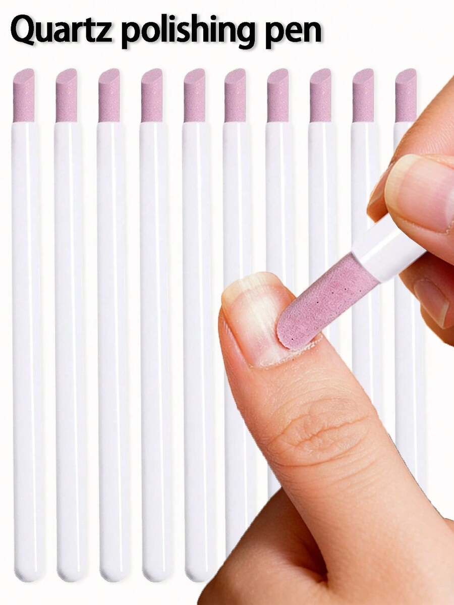 5件套石英陶瓷美甲抛光雕刻笔套装，45度角质层去除器，白色指甲锉和抛光块，适用于指甲、凝胶指甲和天然指甲，美甲用品，美甲工具，美甲艺术工具，返校季，美甲，美甲工具，美甲贴纸工具，美甲和足疗工具