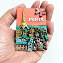 2.56 Inch Cute Bow Tie & Eiffel Tower 3D Fridge Magnet, European Landscape Souvenir Magnetic Sticker - one-size - View 6