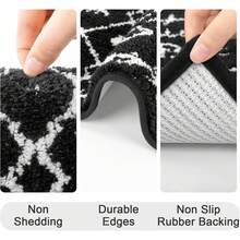 Pauwer Bathroom Rugs Sets 5 Piece With Lid Cover Bathroom Shower Rugs With U-Shaped Contour Toilet Mat Absorbent Microfiber Plush Bath Mats Non Slip Bath Rugs 4 Piece Machine Washable Bathroom Floor Mats - 黑色圖案 - 查看 9