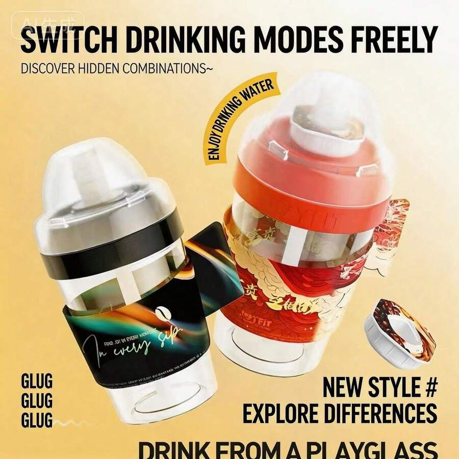 1 bình nước/cốc cà phê thể thao có ống hút, thiết kế tối giản, di động, kèm 3 vòng tạo hương thơm. - Nhiều màu - Xem 1