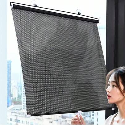Universal Home Suction Cup Sun Visor, Sunshade Privacy Protection, Black Blackout Curtain, No Drilling Sun Visor, UV Protection Car Sunshade, No Nails Car Curtain