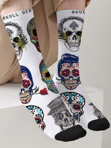 1 Pair Of April Fool's Day 360 Digital Print Funny Skeleton Fashion Men's And Women's Socks - Multicolor - View 2