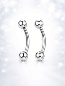 1pc S925 Sterling Silver Barbell Eyebrow Earring, Hypoallergenic External Thread Banana Shape Earring Suitable For Eyebrow, Earlobe And Cartilage Piercing - Single Brow Bone Stud - View 6