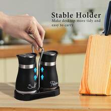 Lonffery Salt And Pepper Shakers Set, Stainless Steel With Glass Bottle For Table, RV, Camp, BBQ, Set Of 2, Black - 霧面黑 - 查看 6